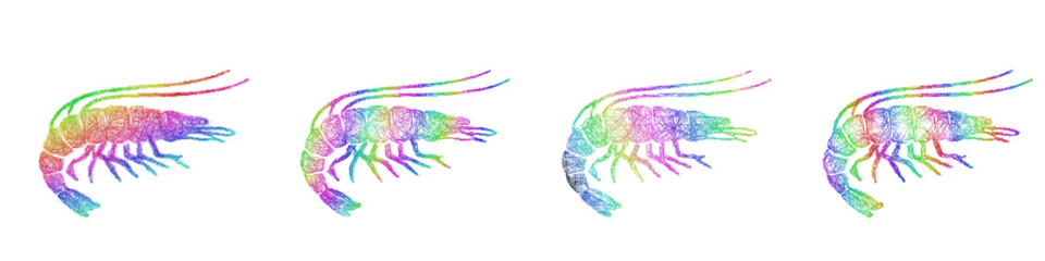 Obraz premium Rainbow sketch krill icon design set