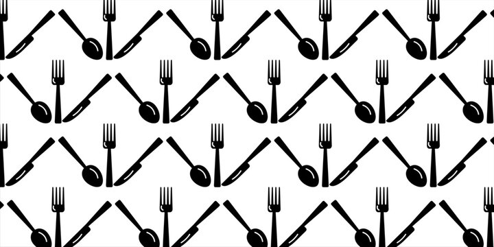 Seamless spoon and cutlery patterns for backgrounds, packaging, textures, fabric patterns, wallpapers, wall decorations for restaurants, cafes and other places to eat