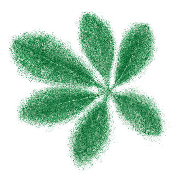 Glittery green Schefflera Arboricola leaves design element