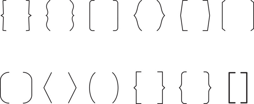 Collection of Braces and Brackets: A varied assortment of typographical braces and brackets displayed against a neutral background, showcasing different styles and forms of punctuation.png