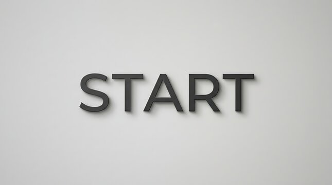 Text start shadow effect isolated on a white background with beginning initiate commencement foundation introduction inauguration reception bootstrap business typography motivation endeavor