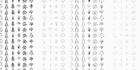 Tree silhouettes collection on white background botanical reference grid © SreemotiAroti