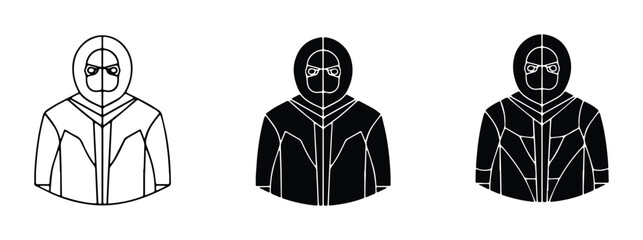 Winter Parka Icons, Hooded Jacket Illustrations, Cold Weather Apparel Vector Set © Nurul