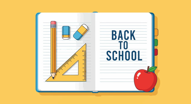 Back to School Concept with Stationery on Notebook