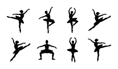 Ballet Dancer Silhouettes Collection: Elegant Poses, Graceful Movement, Performance Art Vector Set © Mahadi