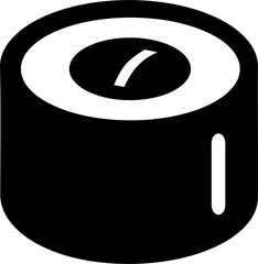Sushi roll icon, black glyph vector maki sushi piece with fish, traditional japanese cuisine symbol, asian seafood restaurant menu, delivery isolated on white © Yeva Storm