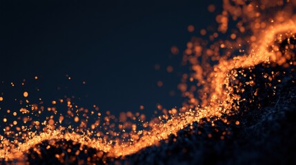 Fototapeta premium Concept art shows amber cells in dark space, highlighting endometriosis and promoting health awareness through science and art.