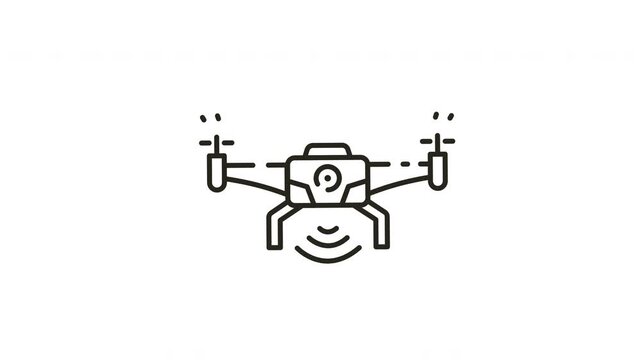 Flying Drone Outline Icon Animation