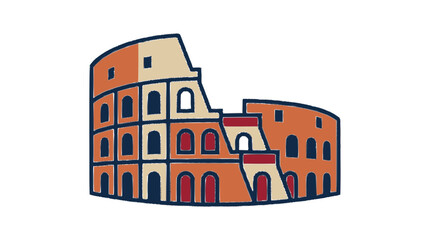 Fototapeta premium Colosseum flat vector illustration cute cartoon icon design