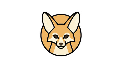 Obraz premium Fennec Fox flat vector illustration cute cartoon icon design
