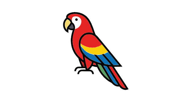 Macaw Parrot flat vector illustration cute cartoon icon design