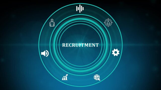 Business, Technology, Internet and network concept. Human Resources HR management recruitment employment headhunting optical light concept.4k motion graphics video animation
