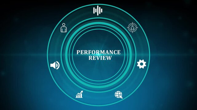 Business performance analysis hud animation for metric tracking, success evaluation, and strategic growth review optical light visuals.4k motion graphics video animation