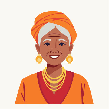 Elderly Woman with Turban and Jewelry