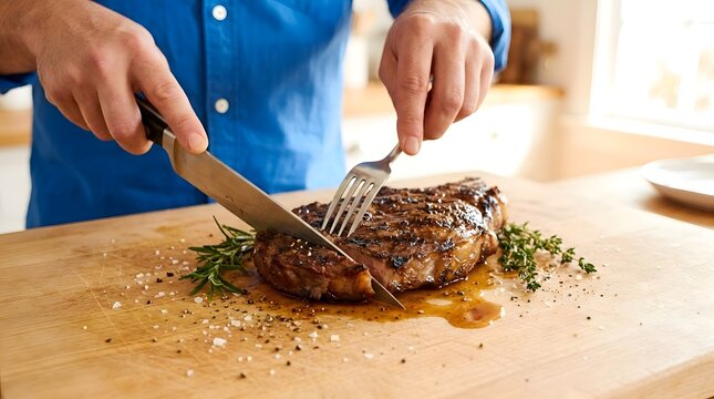Smiling person in a blue shirt gesturing stop with hand to avoid adding salt to a Mediterranean appetizer platter with cured meats, olives, and fresh vegetables outdoors.