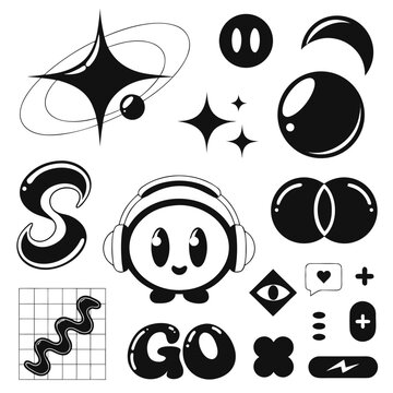 Abstract Retro Orbit Futuristic Vector Elements