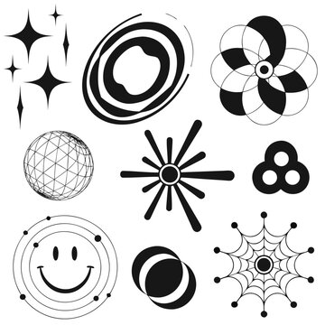 Cute Kawaii Y2K Sticker Pack with Futuristic Elements