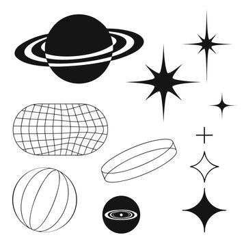 Y2K Retro Futuristic Sticker Collection Vector Set