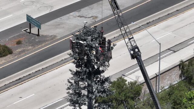 Interstate Freeway Glendale California Drone Aerial View