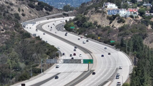 Interstate Freeway Glendale California Drone Aerial View