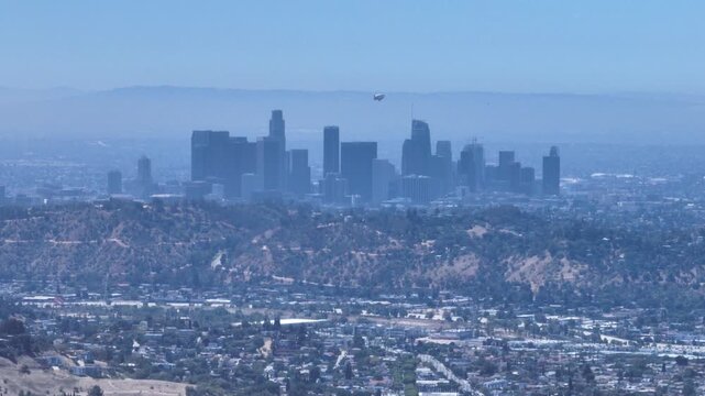 Downtown LA From Glendale California Drone Aerial View