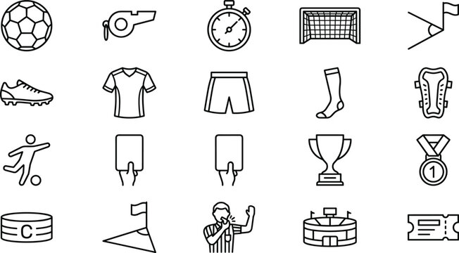 Sports Icons Set Line Art Illustration