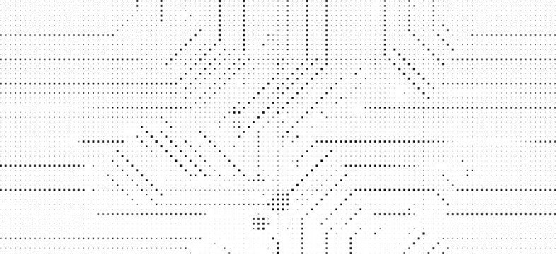 Black square pixel circuit board background, abstract digital technology microchip line pattern texture, modern network vector design