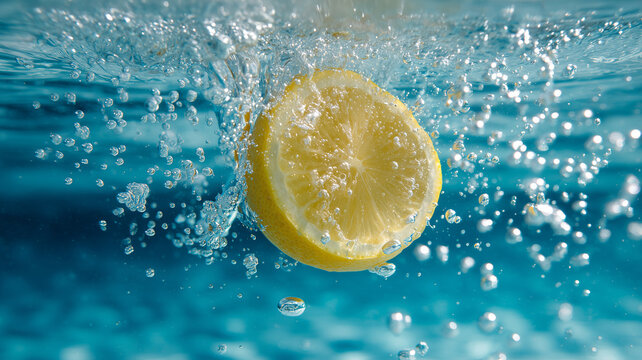 A SLICE OF LEMON THAT JUST FELL INTO THE WATER