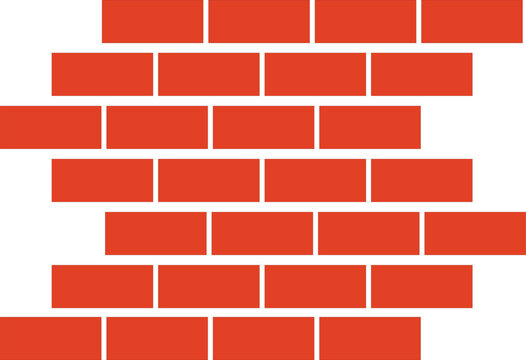 Red brick wall pattern on isolated for design