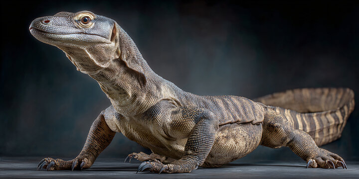 Monitor Lizard Full Body on Dark Background