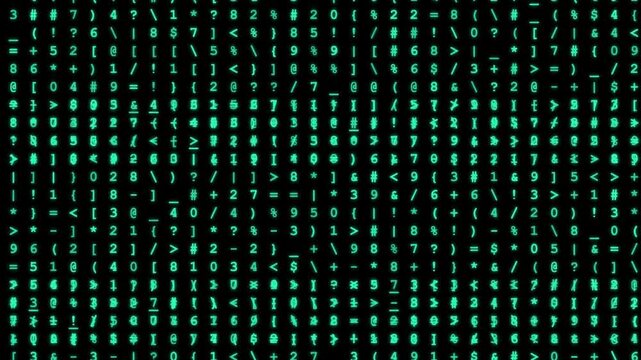 Matrix Style Digital Rain Background with Green Scrolling Characters Symbols and Numbers 4k video