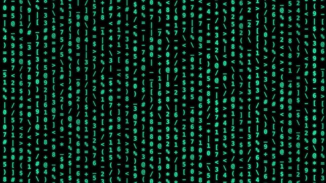 Matrix Digital Rain Falling Code and Symbols Motion Graphic Background 4k video