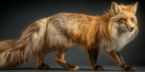Fototapeta premium Red Fox Full Body on Dark Background