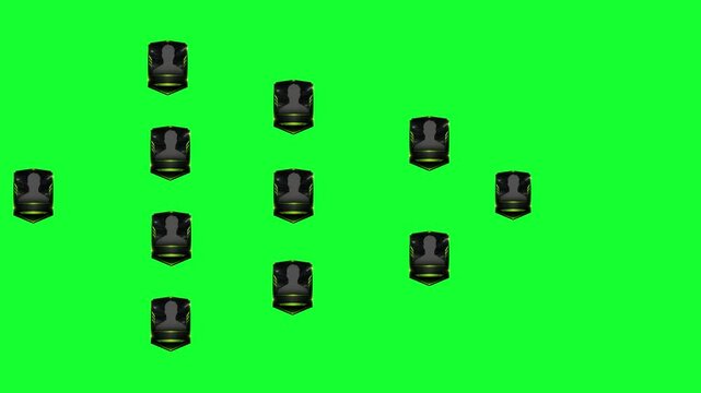 football starting xi lineup animation on green stadium field,football world cup lineup and attacking strategy animation,broadcast style football team formation presentation