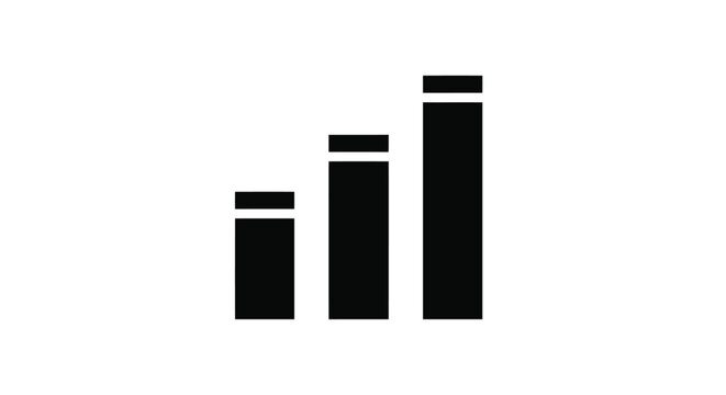 Simple flat black bar chart graph with white lines