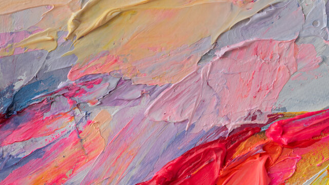 Oil painting using palette knife with various colors creating a unique artwork on canvas