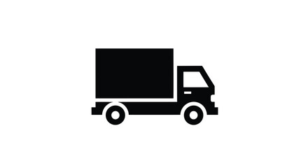 Fototapeta premium Simple flat black silhouette of a delivery truck