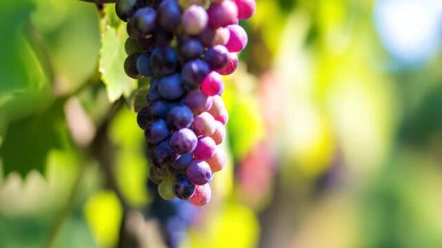 Close-up of Ripe Grapes on the Vine in Vineyard, Agriculture and Harvest Concept, Italy