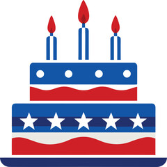 Patriotic american birthday cake with red white and blue decorations © LailaArtworks