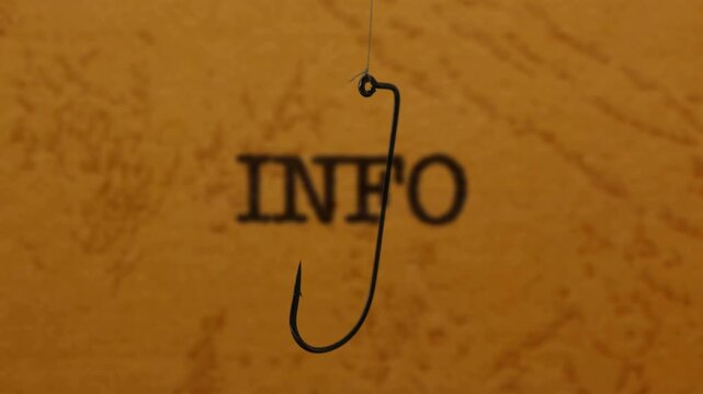 Information Phishing Concept with Fishing Hook and INFO Text