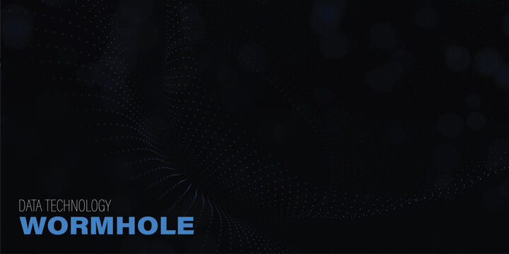 Sci-fi tunnel made of light and wormhole data particles