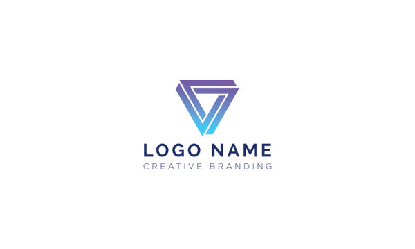 Gradient v letter logo design using modern impossible triangle shape
