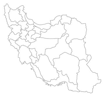 Blank map of Iran divided into cities.