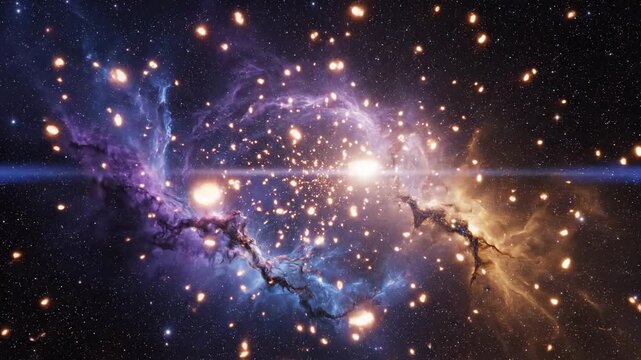 Cosmic explosion in deep space: astounding nebula and galaxies unveil galactic wonders