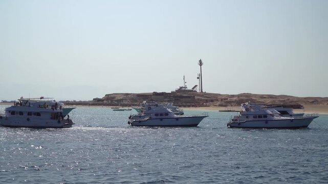 Yachts at Giftun Island near Hurghada Red Sea Egypt