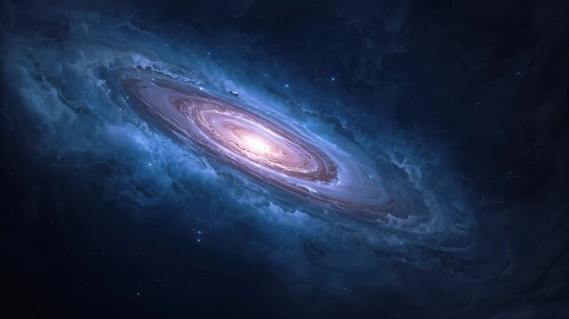 Galaxy spiral space nebula stars cosmic glowing blue and pink luminous core with swirling dust