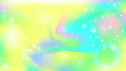 Obraz premium Fairy Hologram. Pink Princess Gradient And Beautiful Kawaii Pattern. Purple, Yellow Rainbow Background. Cute Sparkle Texture With Candy Glitter And Watercolor Effect. Green Fairy Hologram.