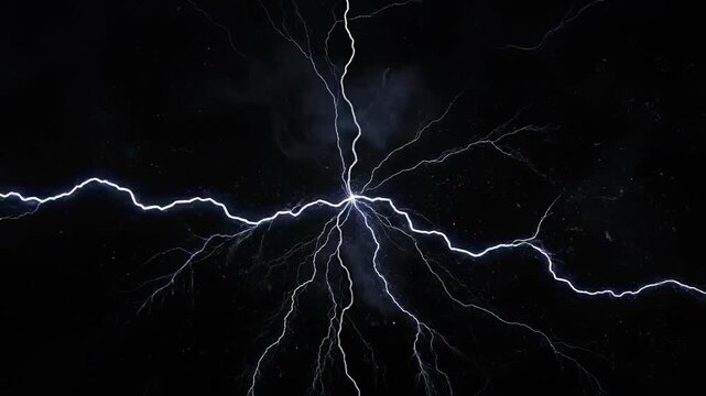 Dynamic lightning strike pulsing through night sky with energy burst