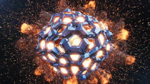 Dynamic transformation of molecules into crystal structure and fiery explosion