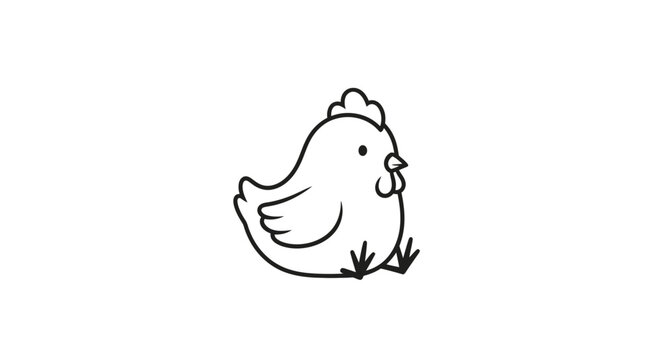 Cute Cartoon Chicken Illustration Drawing.
